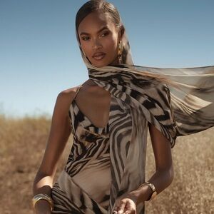 JLUXLABEL Zebra Print Shadow Safari Scarf